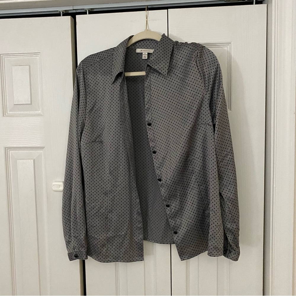 Silk polka dot button down